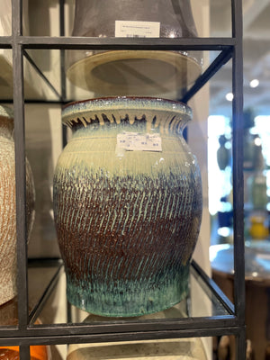 Small Koji Garden Stool - Cream & Teal Glaze
