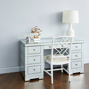 Diamond Fretwork Side Chair — White Lacquer | Evelyn Collection | Villa & House
