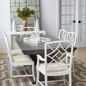 Diamond Fretwork Arm Chair — White Lacquer | Evelyn Collection | Villa & House