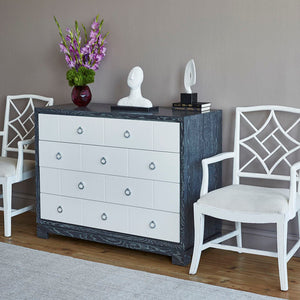 Diamond Fretwork Arm Chair — White Lacquer | Evelyn Collection | Villa & House