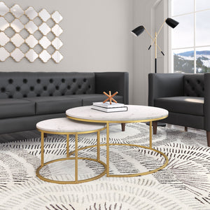 Daniel Nesting Coffee Tables White & Gold