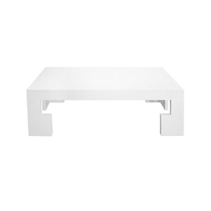 Worlds Away Radford Rectangular Coffee Table – White Lacquer Linen
