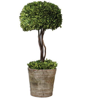 Faux Florals - Boxwood Topiary Tree In Mossy Pot