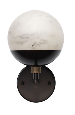 Metro Wall Sconce - Faux White Alabaster and Oil Rubbed Bronze