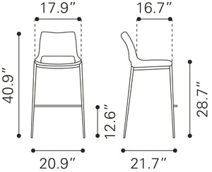 Ace Bar Chair (Set of 2) Dark Gray & Walnut