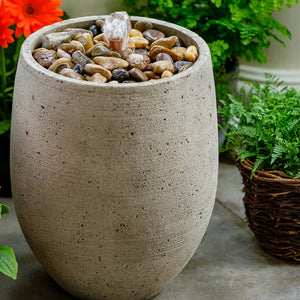 Cast Stone Bebel Pebble Fountain - Greystone (Additional Patinas Available)