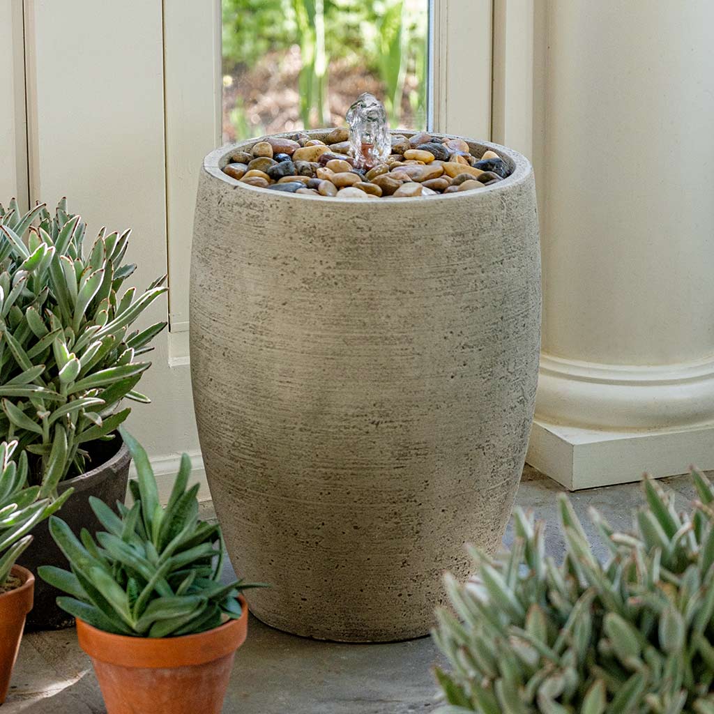 Cast Stone Soma Pebble Fountain - Greystone (Additional Patinas Available)