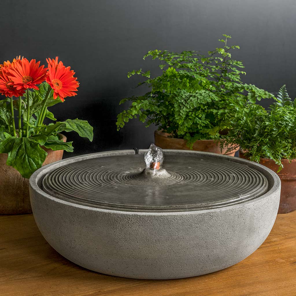 Cast Stone Ripple Large Tabletop Fountain - Alpine Stone (Additional Patinas Available)