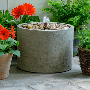 Cast Stone Low Salinas Pebble Fountain - Greystone (Additional Patinas Available)