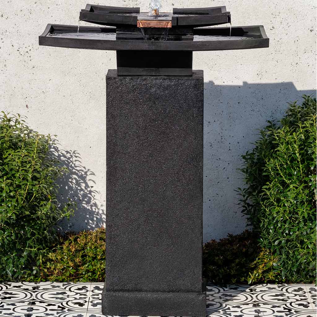 Cast Stone Katsura Pedestal Fountain - Nero Nuovo (Additional Patinas Available)