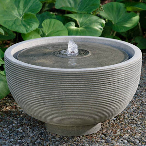 Large Cast Stone Ridged Bowl Fountain - Alpine Stone (Additional Patinas Available)