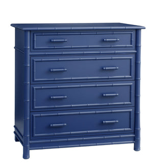 Furniture - Faux Bamboo Four Drawer Highboy Dresser - Blue ( 28 Finish Options )