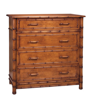 Furniture - Faux Bamboo Four Drawer Highboy Dresser - Blue ( 28 Finish Options )