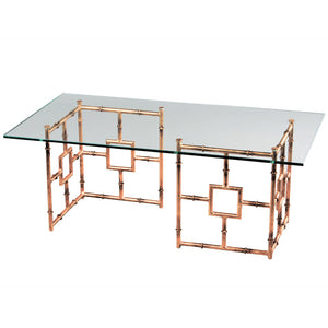 Furniture - Faux Bamboo & Glass Cocktail Table – Antique Gold