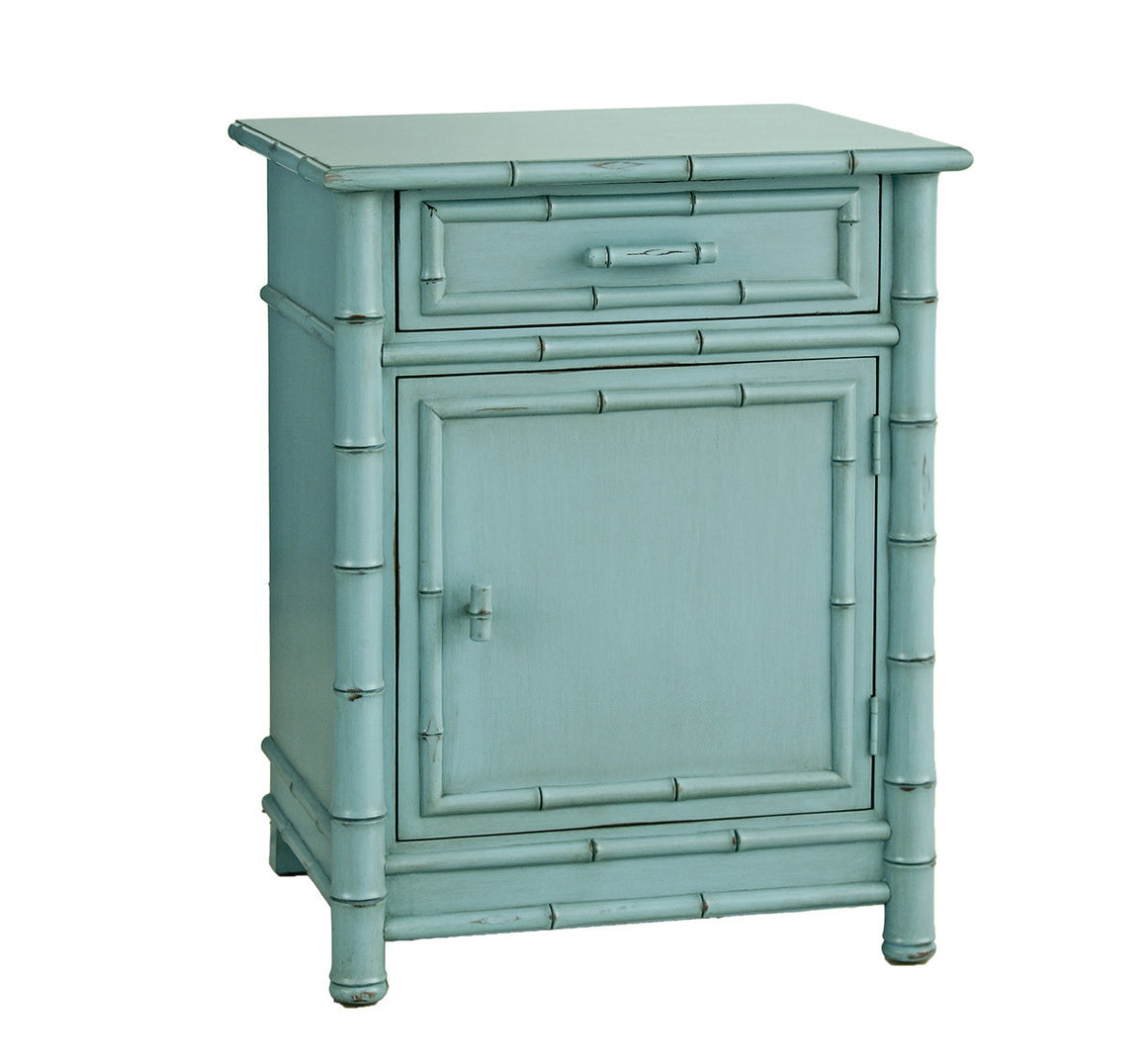 Furniture - Faux Bamboo One Drawer Nightstand - Robin's Egg Blue ( 28 Finish Options )