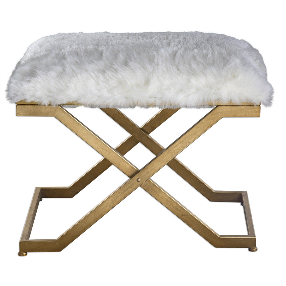 Furniture - Faux Fur X-Frame Bench
