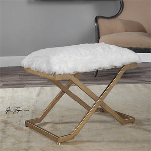 Furniture - Faux Fur X-Frame Bench