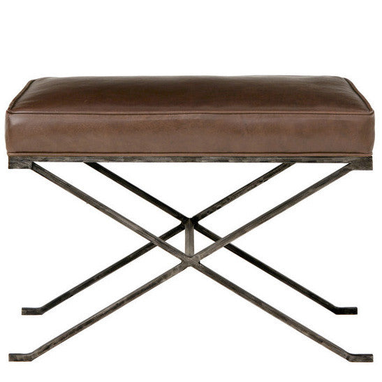 Furniture - Haven X Leather Bench - Black & Chocolate Brown (See More Finish & Fabric Options)