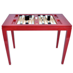 Lacquer Backgammon Table - Red (Additional Colors Available)