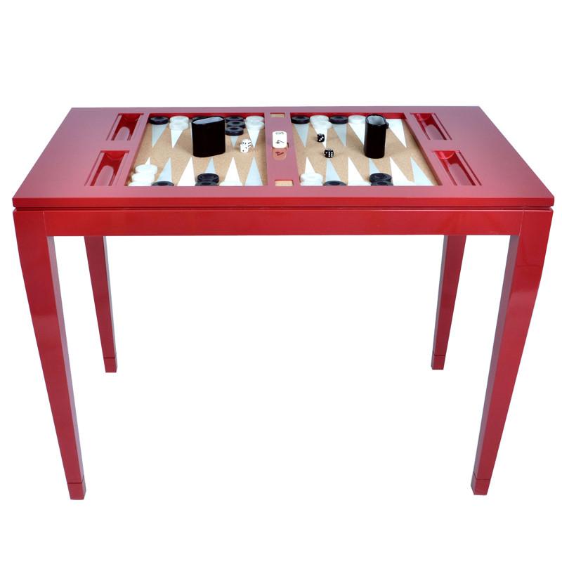 Lacquer Backgammon Table - Red (Additional Colors Available)