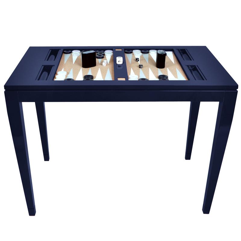 Lacquer Backgammon Table - Navy (Additional Colors Available)