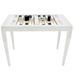 Lacquer Backgammon Table - White (Additional Colors Available)