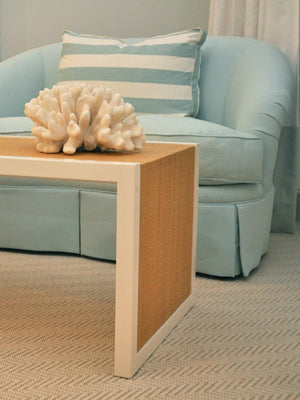 Furniture - Lacquer & Raffia Coffee Table - Light Blue (16 COLORS AVAILABLE)