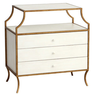 Furniture - Milla Three Drawer Side Table - Gold & Raw Cotton White (See More Finishes)