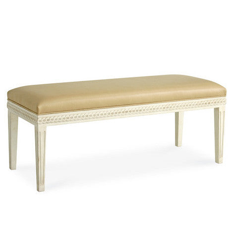 Furniture - Remi Bench - Ivory Leather & Raw Cotton (See More Finish Options)