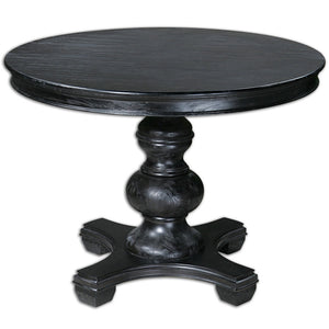 Furniture - Satin Finish Pine Pedestal Dining Table — Black