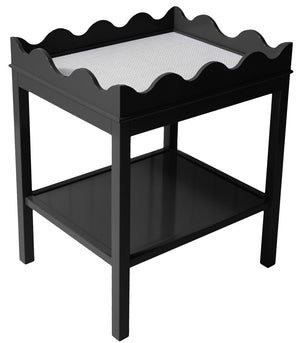 Furniture - Scalloped Two-Tier Lacquer Side Table - Black (16 Colors Available)