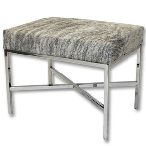 Furniture - Speckle Cowhide & Chrome Bench - Grey