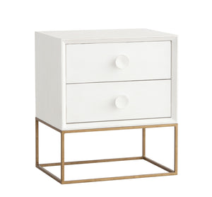 Furniture - Spencer Two Drawer Nightstand - Raw White Cotton ( 28 Finish & 3 Frame Options )