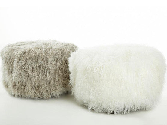 Furniture - Tibetan Lamb Round Pouf Ottoman