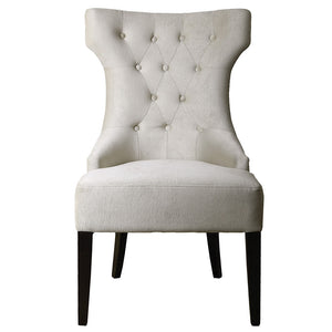 Furniture - Tufted Armless Wing Chair With Nail Head Trim — Off-White Velvet
