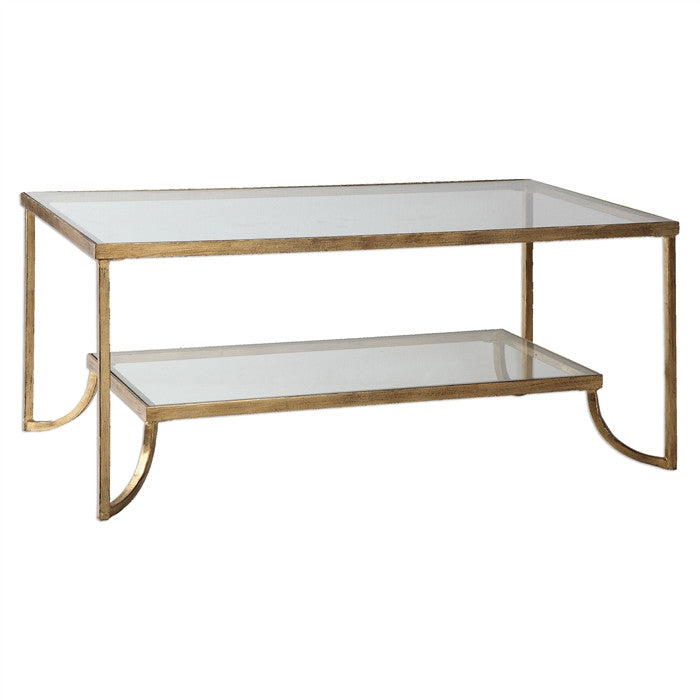 Furniture - Two-Tiered Cocktail Table – Antique Gold Leaf