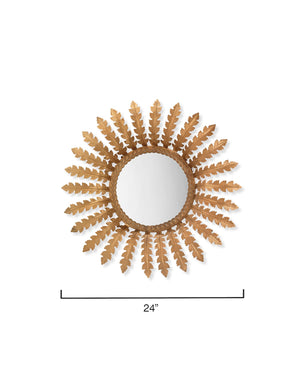 Antique Round Brass Leaf Mirror