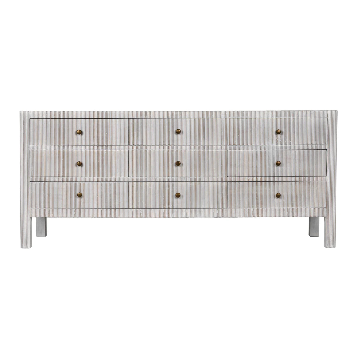 Conrad 9 Drawer Dresser - White Wash - Noir Conrad 9 Drawer Dresser - White Wash - Noir