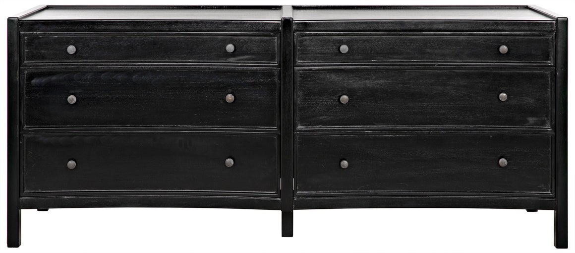 Hampton 6 Drawer Dresser, Hand Rubbed Black