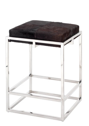 Shelby Counter Stool in Espresso Hide & Nickel Metal