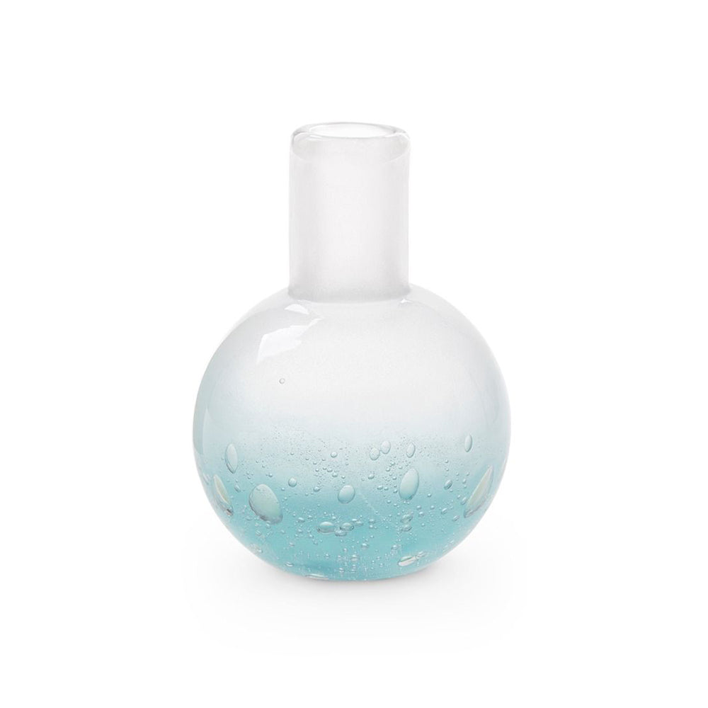 Small Mouth Blown Seeded Glass Vase – Sky Blue | Giorgio Collection | Villa & House