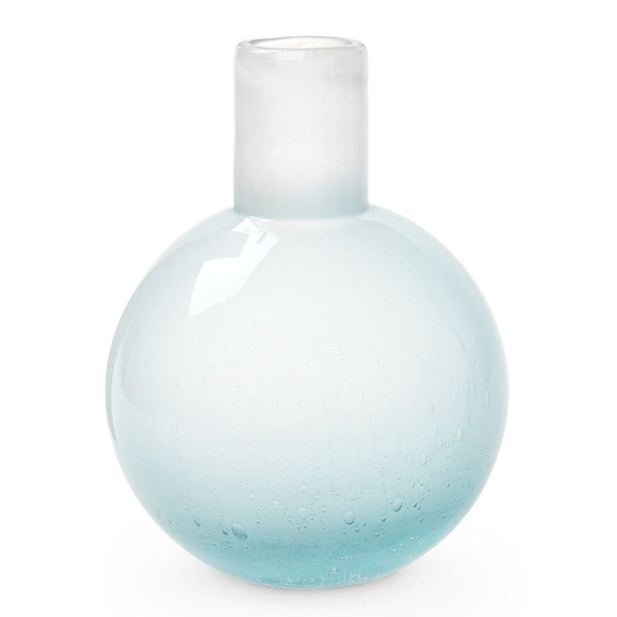 Large Mouth Blown Seeded Glass Vase – Sky Blue | Giorgio Collection | Villa & House