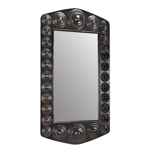 Nanna Mirror, Hand Rubbed Black with Light Brown Trim