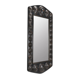 Nanna Mirror, Hand Rubbed Black with Light Brown Trim