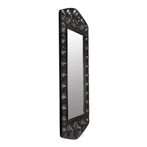 Nanna Mirror, Hand Rubbed Black with Light Brown Trim