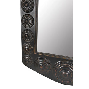 Nanna Mirror, Hand Rubbed Black with Light Brown Trim