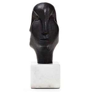 Bronze Head Sculpture on White Marble Base | Gemma Collection | Villa & House