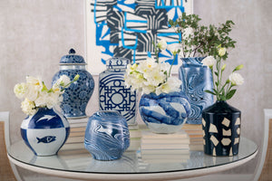 Fanciful Blue & White Porcelain Vase | Malaga Collection | Villa & House