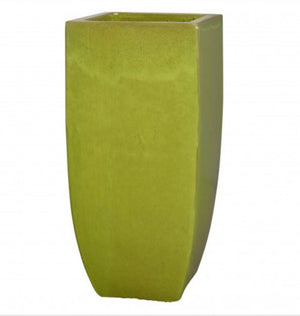 Tall Square Planter with Citron Glaze – Large