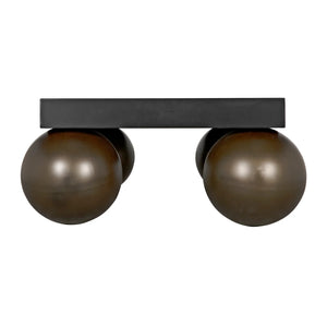 Cosmo Coffee Table, Black Metal with Aged Brass Finish Legs